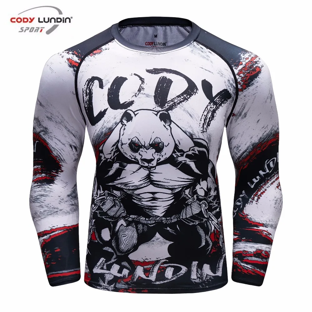 Mens Gym Sport MMA T-Shirt Top UFC Base Layer Rashguard Sleeve Sport