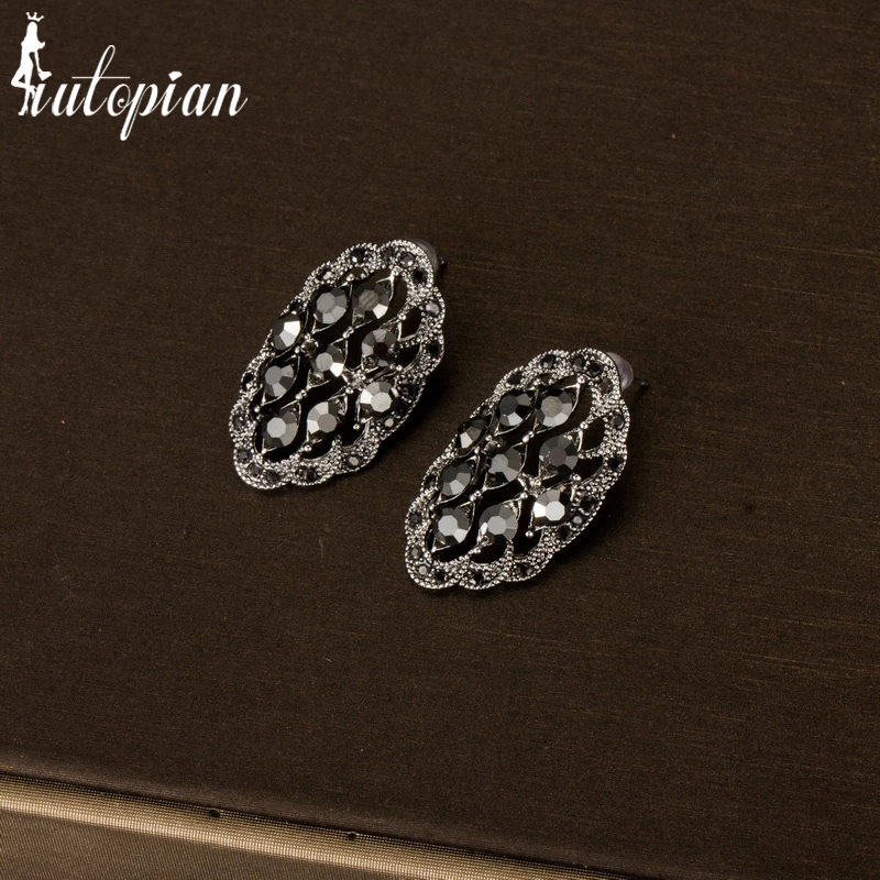 

Iutopian fashion Vintage Earring For Women Antique With Shinning Crystal Top Quality for gift #E1821-grey