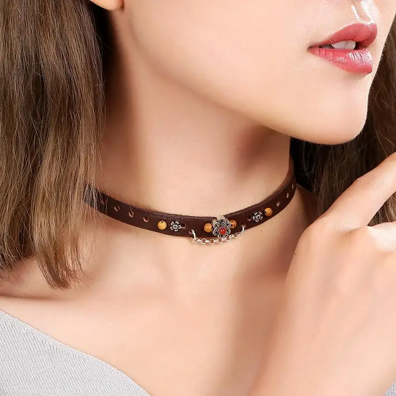 Ablaze Fine Jewelry Handmade Chokers Necklaces Leather 925 Silver