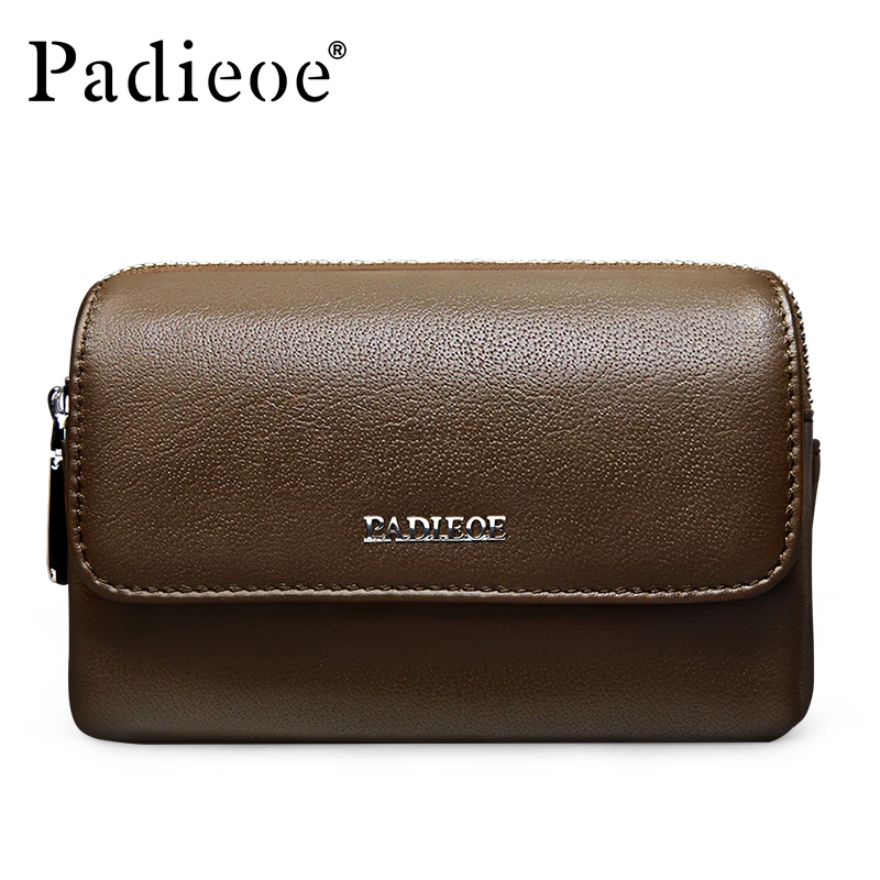 

Padieoe Casual Leather Waist Bag For Men Money Organizer for Male Genuine Leather Mobile Phone Belt Bag Travelling Men Bags