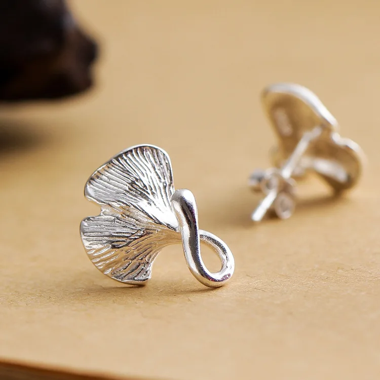 

925 silver earrings gingko leaves
