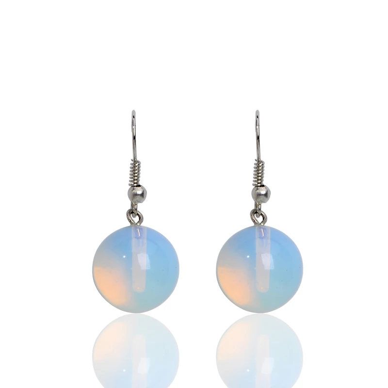 

Brand Fine Jewelry For Women Ball Shape Bright Blue Fire Opal Natural Stone Dangle Earrings Party Elegant Brincos Longos