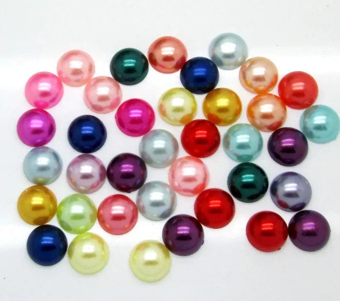 

100Pcs Mixed 12mm Round Craft ABS Resin Flatback Half Round Pearls Flatback Cabochon Beads Jewelry DIY Scrapbooking Decoration