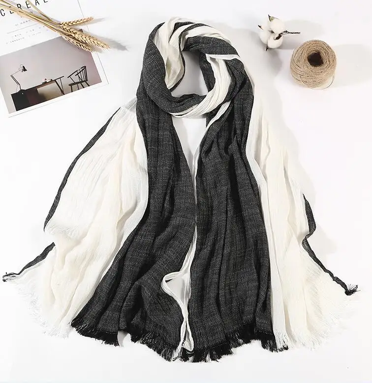 Модный шарф, роскошный теплый осенний и зимний шарф, мужской шарф, хлопок, мужской шарф - Цвет: white black