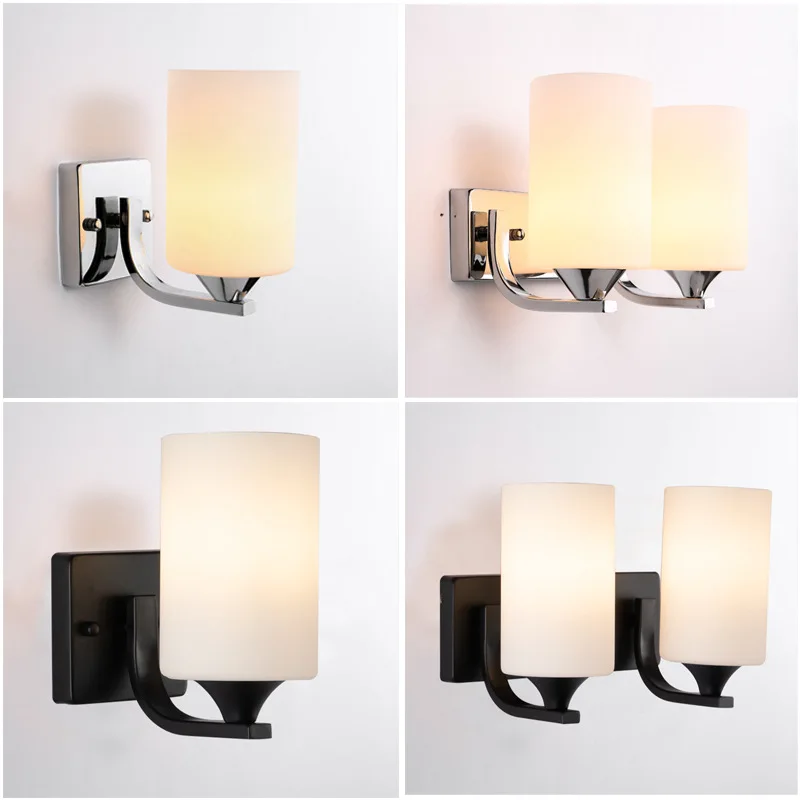 

Modern minimalist glass Single Double Wall Light Nordic industrial Wind bedside Wall lamp aisle lights engineering lighting