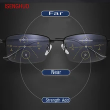 ISENGHUO, анти-синий светильник, очки для чтения, мужские, прогрессивные, многофокальные очки, женские, рядом, дальний прицел, сплав, оправа, очки, диоптрий