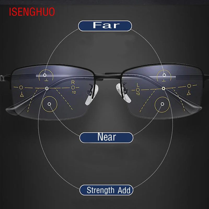 ISENGHUO Anti luz azul gafas de lectura para hombre gafas multifocales progresiva mujeres cerca de lejos Marco de aleación gafas Diopter ISENGHUO Anti luz azul gafas de lectura para hombre gafas multifocales progresiva mujeres cerca de lejos Marco de aleación gafas Diopter