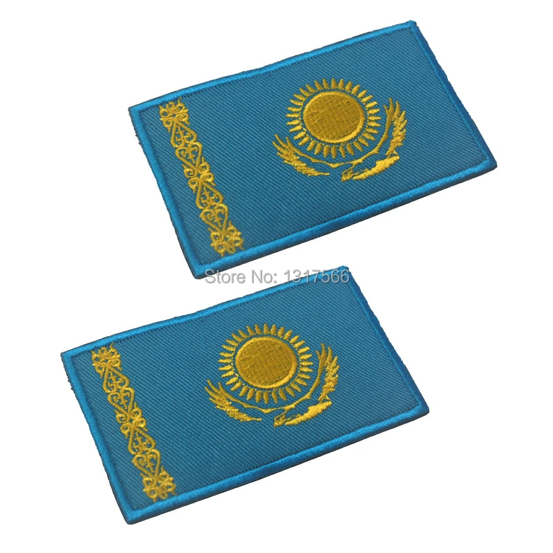 Государственный флаг Казахстана вышивка патч, вышитые патчи Военная Тактическая повязка на руку ткань наклейка швейная аппликация для шапки