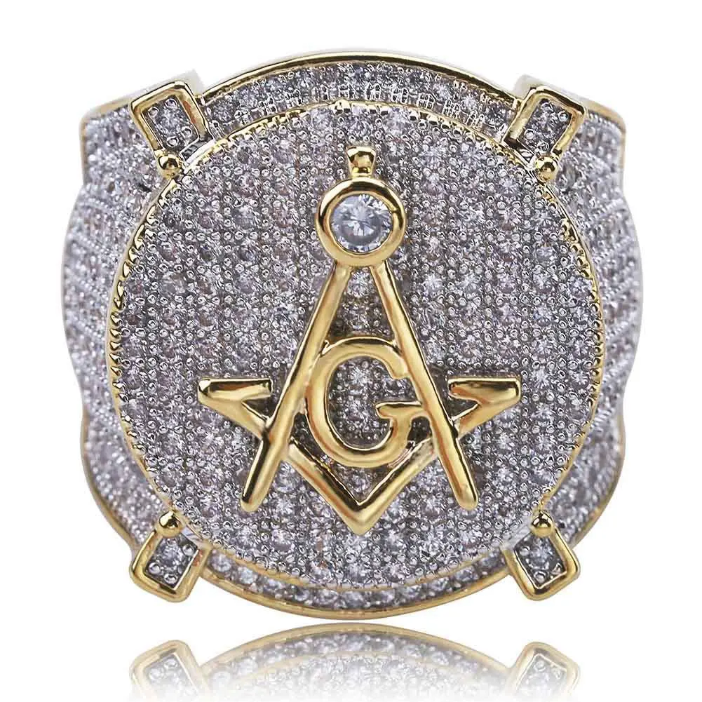 Мужские перстни с цирконием AG Masonic европейские модные блестящие в стиле хип хоп