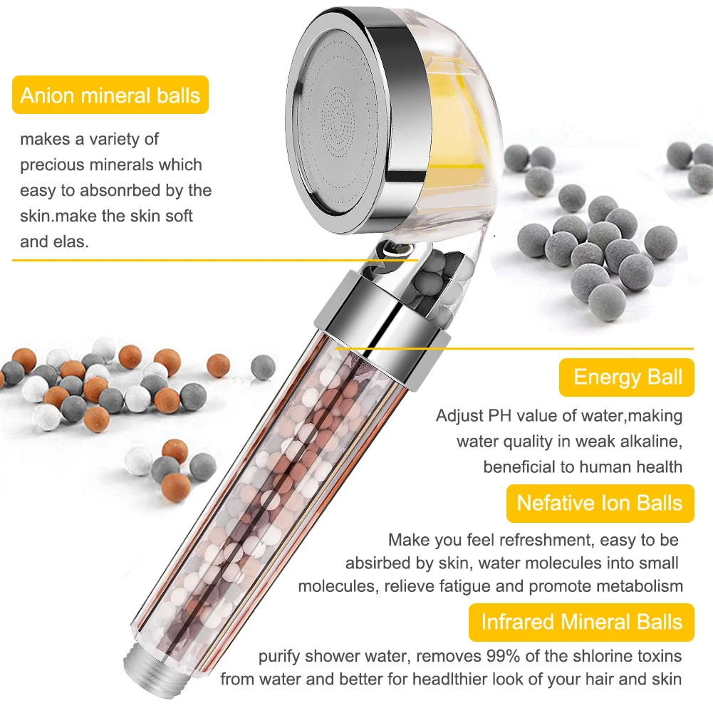 3 режима душевая головка для здоровья спа отрицательный анион светодиодный душ ручной водосберегающий душ для ванной душ с заменой ароматический фильтр