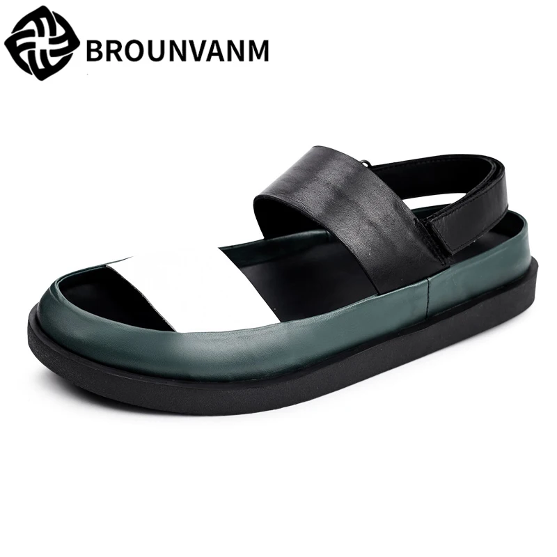 

Genuine Leather men's sandals Sneakers Men Slippers Flip Flops casual Shoes beach outdoor beach shoes all-match cowhide male