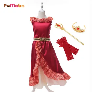 

PaMaBa Girls Elena Dress Summer Sleeveless Cartoon Elena of Avalor Princess Birthday Party Dresses Girls Fantasy Elena Costume