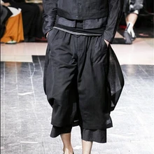 27~ 44! Модные Двухслойные usuginu повседневные брюки капри размера плюс можно настроить брюки