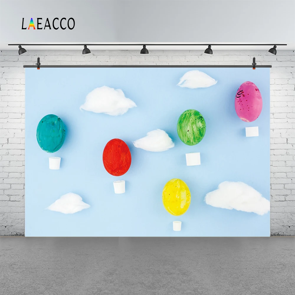 Laeacco Color Eggs Sky Clouds Baby Newborn Children Photography Backgrounds Customized Photographic Backdrops For Photo Studio