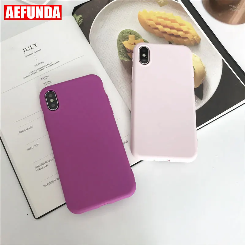 

Original Candy Rubber Phone Case for iPhone 7 6 6s 8 Plus 5 SE 5S 7Plus 8Plus XR X XS Max Solid Silicone TPU Anti-Shock Cases