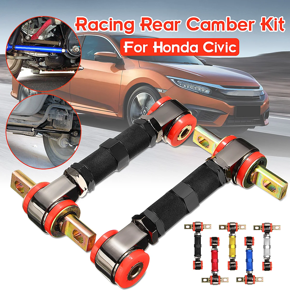 

High Quality 1pair Adjustable Racing Rear Suspension Camber Control Arms Kit for Honda for Civic 5color