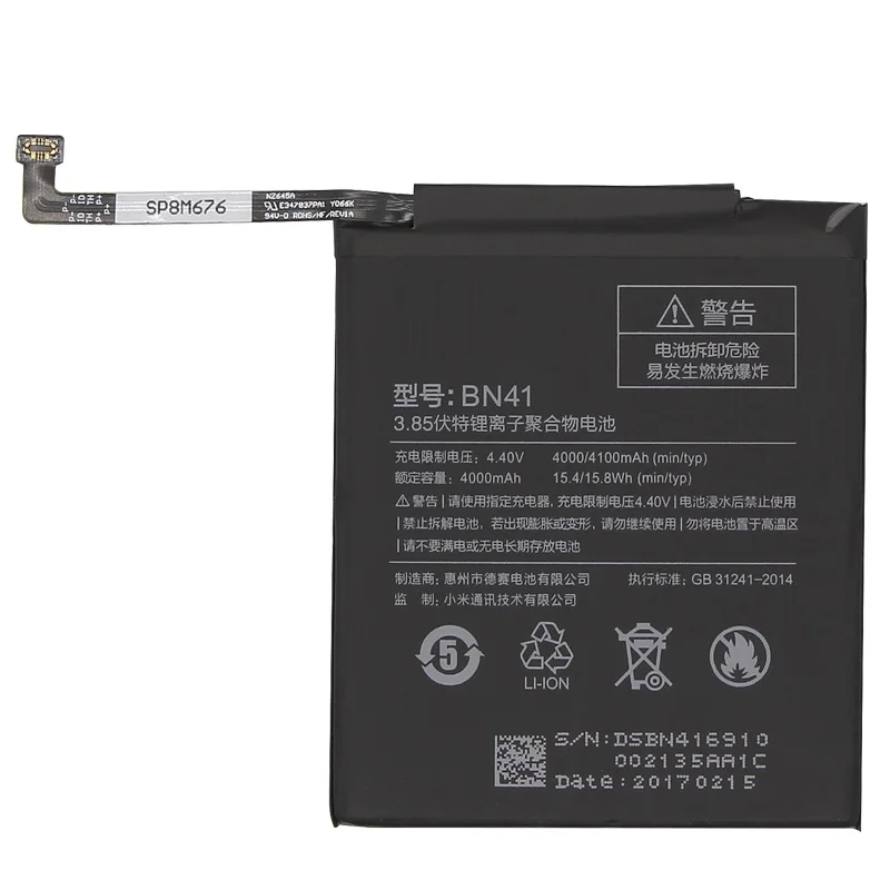 

BN41 Phone Battery For Xiaomi Redmi Hongmi Note 4 / Note 4X MTK Helio X20 4000mAh Original Replacement Battery + Tool