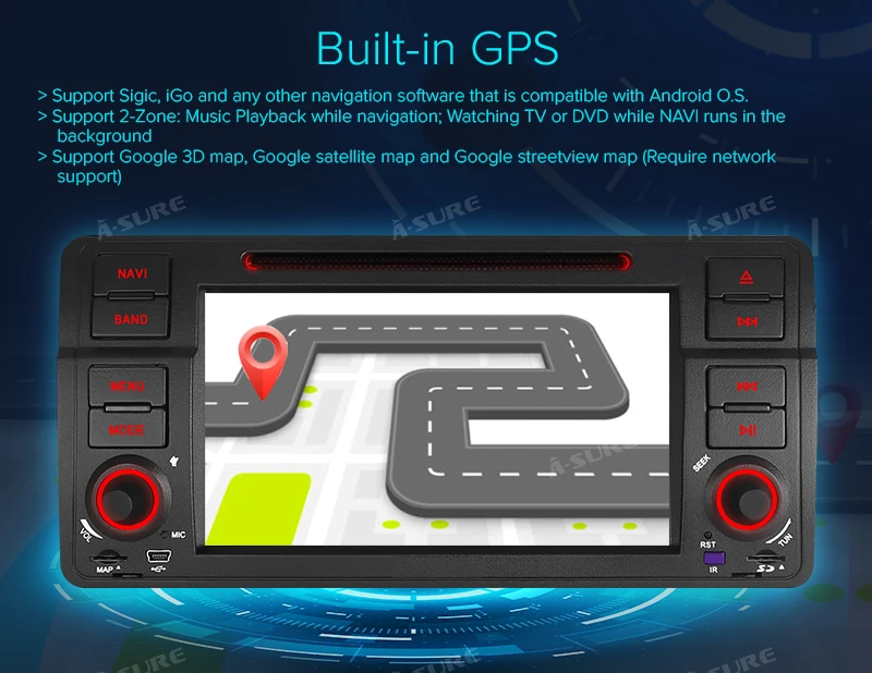 Sale A-Sure 7 Inch 2 Din Android 8.1 Car Auto Radio GPS DVD Player Navigation For BMW E46 M3 318 320 3 Series Coupe Rover75 MG ZT 23