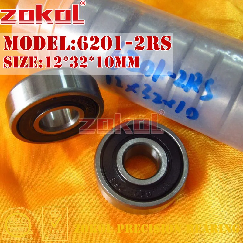 

ZOKOL 6201RS bearing 6201 2RS RS 6201-2RS 180201 Deep Groove ball bearing 12*32*10mm
