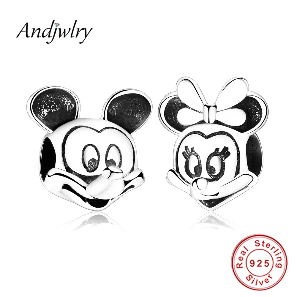 

Fit Original Pandora Charms Bracelet 925 Sterling Silver Bead Mickey Minnie Charm Cartoon Necklace Beads DIY Jewelry Berlque