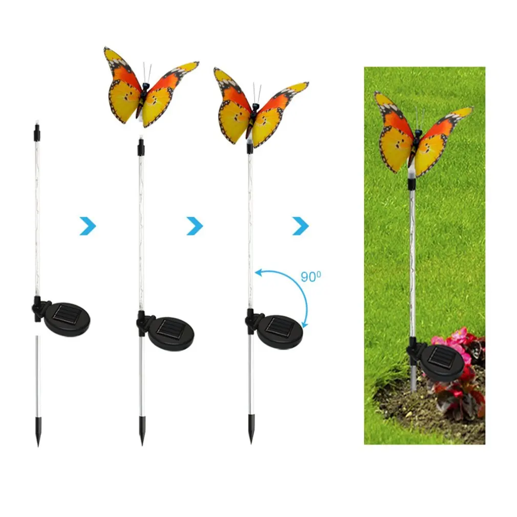 

3pcs/set Solar Butterfly Light 7 Color Cycle Led Fiber Butterfly Light Lawn Garden Villa Landscape Light Decorative Flower Light