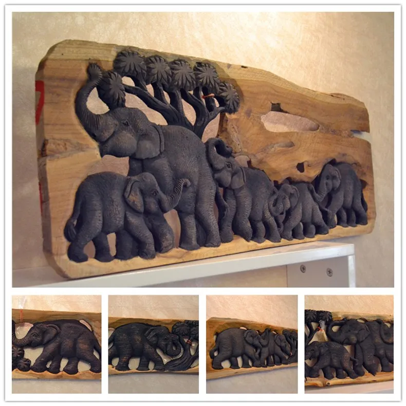 

Southeast Asian style Wood carving elephant gift home decoration desktop ornaments(A819)