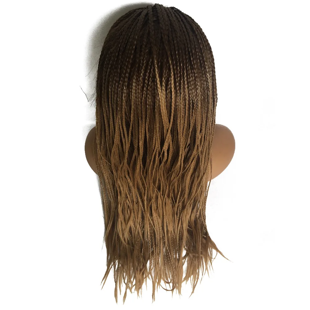 Brown Ombre Honey Blonde Glueless Synthetic Lace Front Braid Wig with Baby Hair Heat resistant Braided Box Braids Wig-62