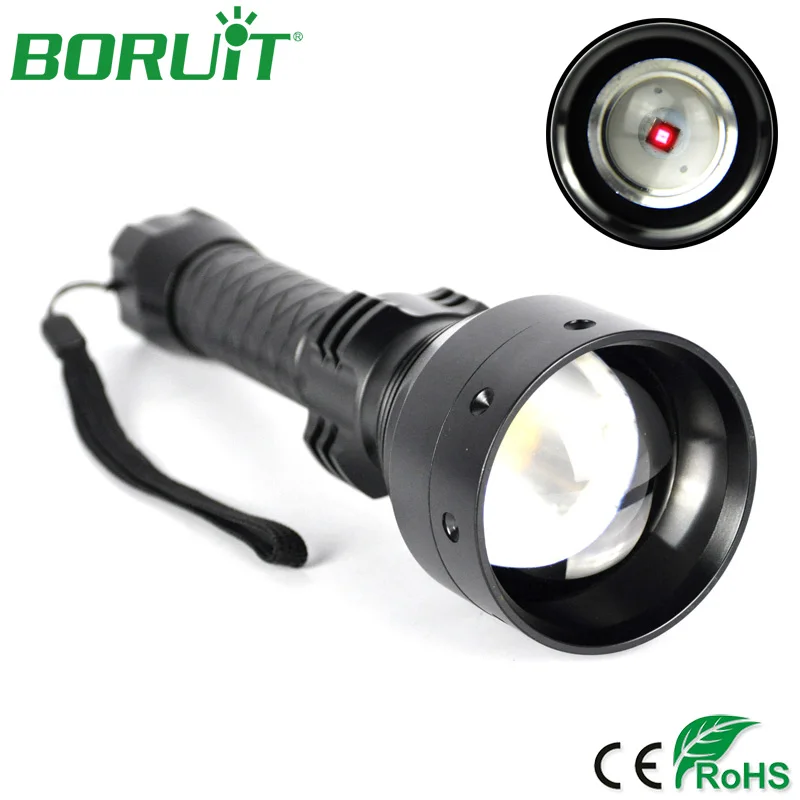 BORUiT 850nm Infrared IR Flashlight Night Vision Tactical Torch Light Zoomable Waterproof Portable Lanterna for Camping Hunting