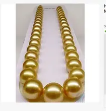 Women Gift word Love >>>>>elgant AAA south sea 12-13mm gold round pearl necklace 18″/AU585 GOLD mujer for silver-jewelry