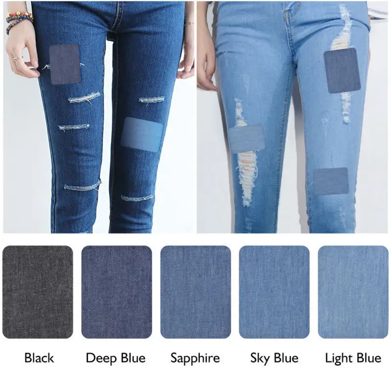 5/10Pcs Iron On Denim Patches Thermal Sticky Jeans Pants Bag Repair DIY Sewing 