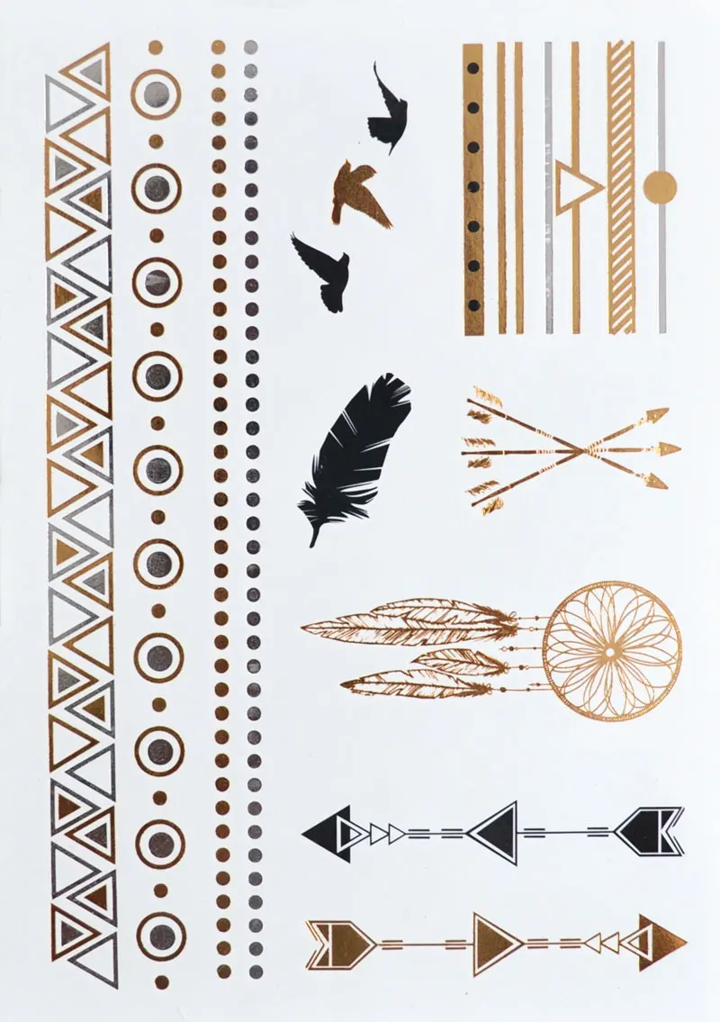 228 Penangkap Mimpi Panah Desain Tribal Emas Metalik Tato Kedatangan Baru Sementara Terinspirasi Tato Tubuh Metallic Gold Tattoo Gold Tattoobody Tattoo Aliexpress
