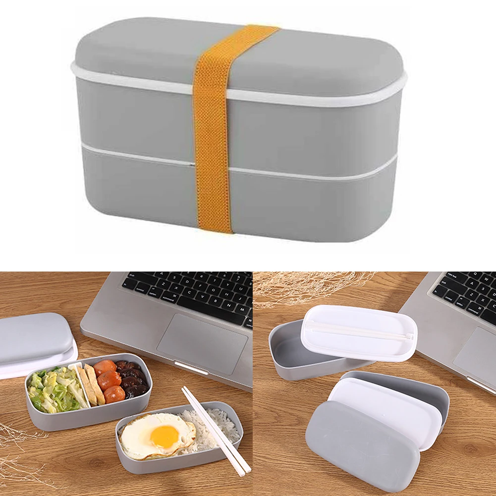 

With Cutlery Insulated Double Layered Detachable Work Food Storage Lunch Bento Box Microwave Portable Japanese Style Kids Adults