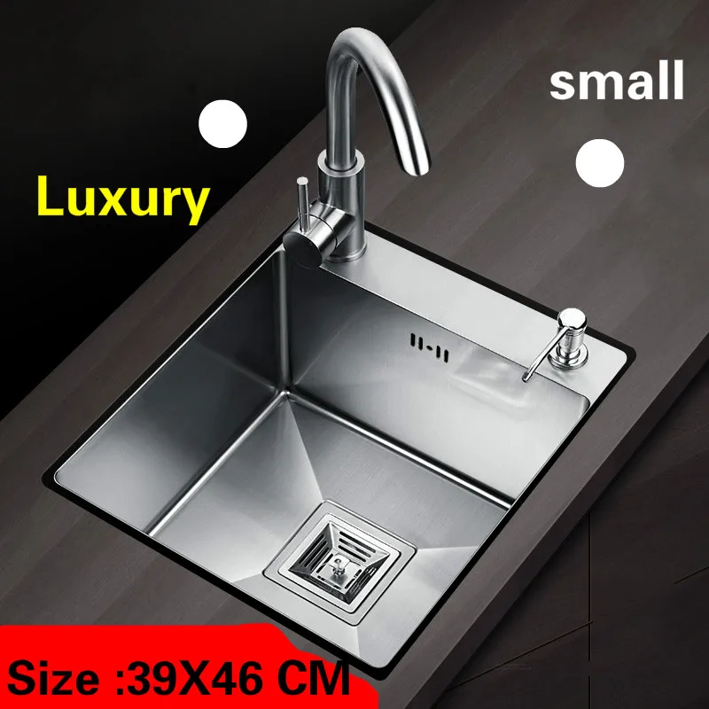 

Free shipping Household balcony vogue kitchen manual sink single trough do the dishes 304 stainless steel hot sell 390x460 MM