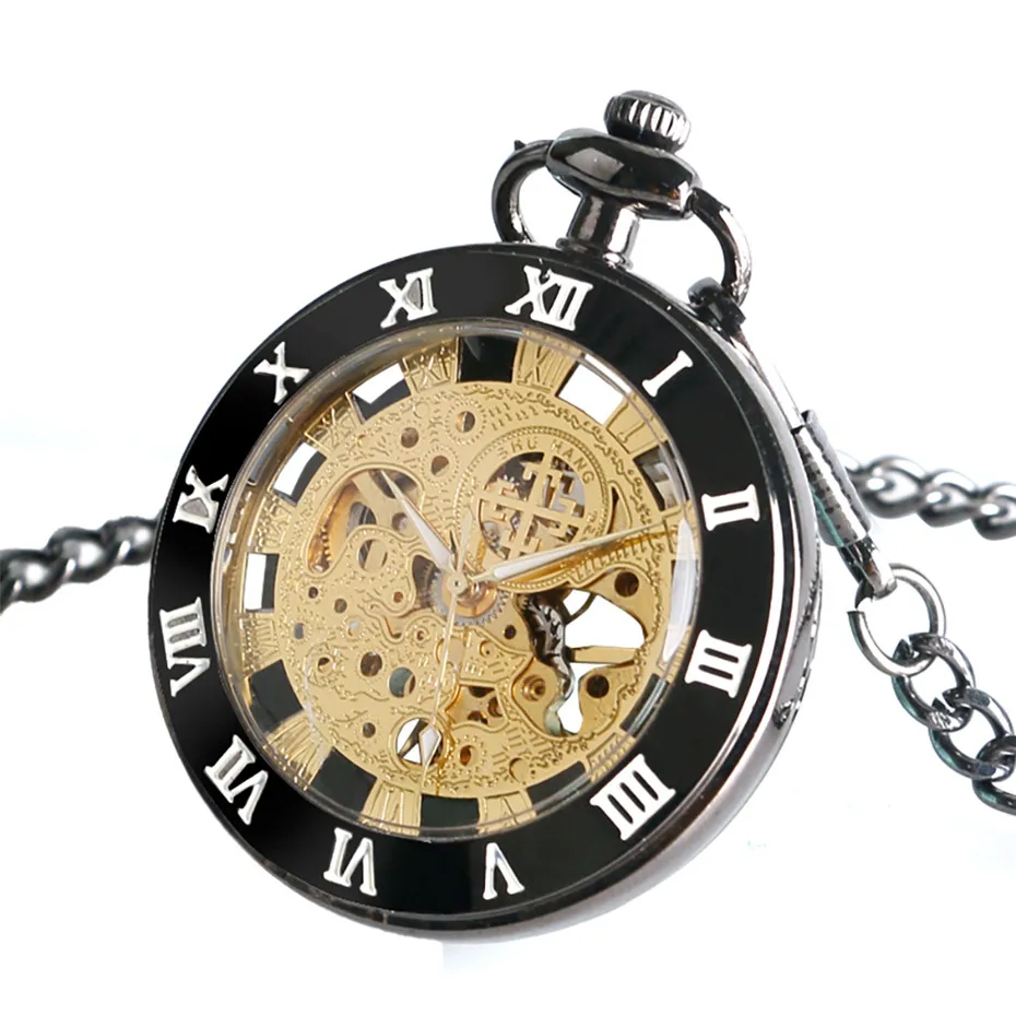 SHUAHANG Винтаж Механические карманные часы для псевдо-антиквариат для мужчин и женщин открытым уход за кожей лица Fob карманные, на цепочке