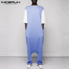 INCERUN летние мужские брюки со строчкой в европейском и американском стиле, уличная одежда, свободный круглый вырез, карман, повседневный индивидуальный комбинезон