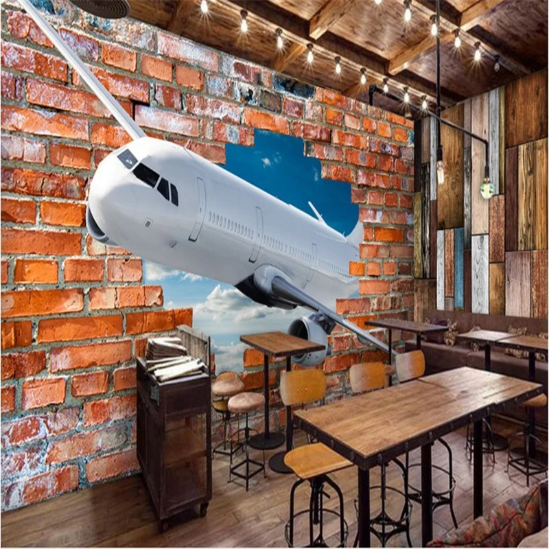 

beibehang Large - scale custom wallpaper 3D stereo holes aircraft backdrop living room bedroom home decoration