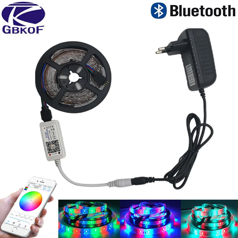 

5m 10m Bluetooth Control LED Strip Light 2835 Waterproof Flexible Led Tape Diode Ribbon+Bluetooth Controller+Power Adapter Set