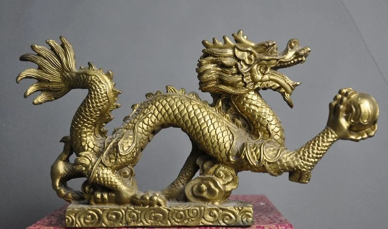 

Details about Collect Old Chinese Feng shui auspicious Zodiac animal Dragon Play beads statue