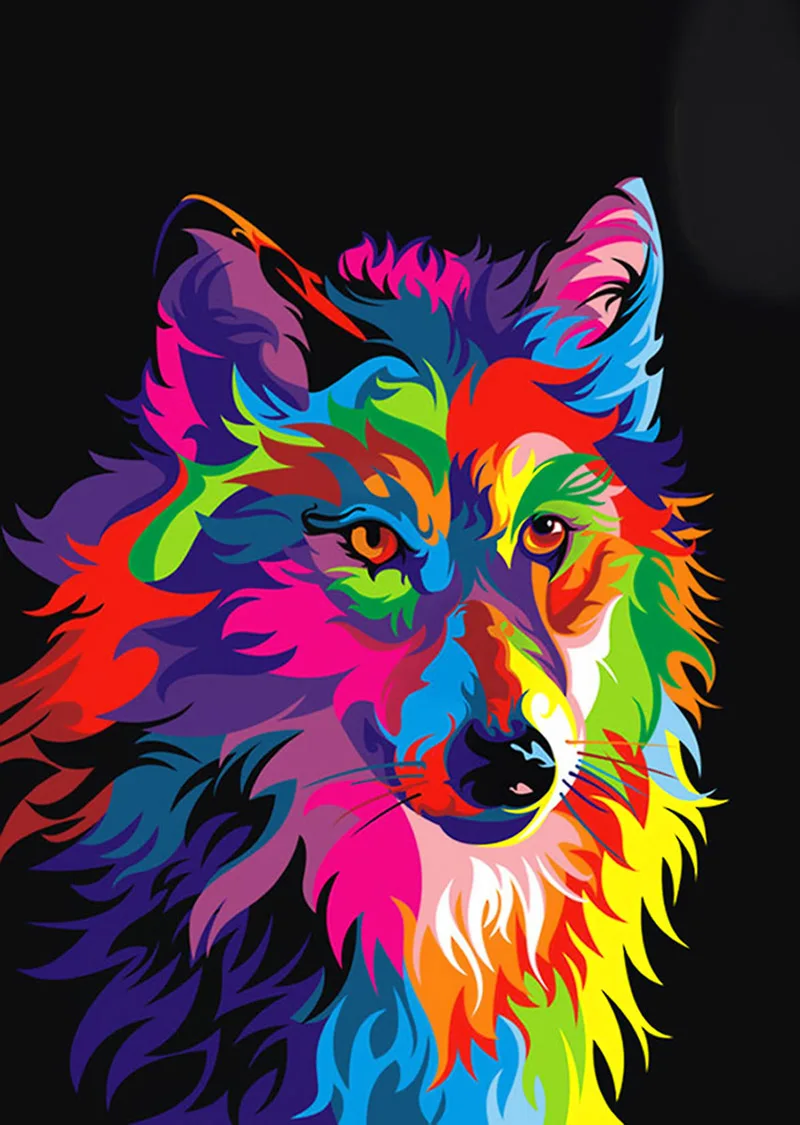 Wolf King animal painting pictures abstract art print on the canvas