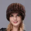Real Fur Cap Knitted Natural Mink Fur Cap For Women Winter Avoid Wind And Snow Good Quality Female Mink Peaked Cap Ear Warm ► Photo 2/6