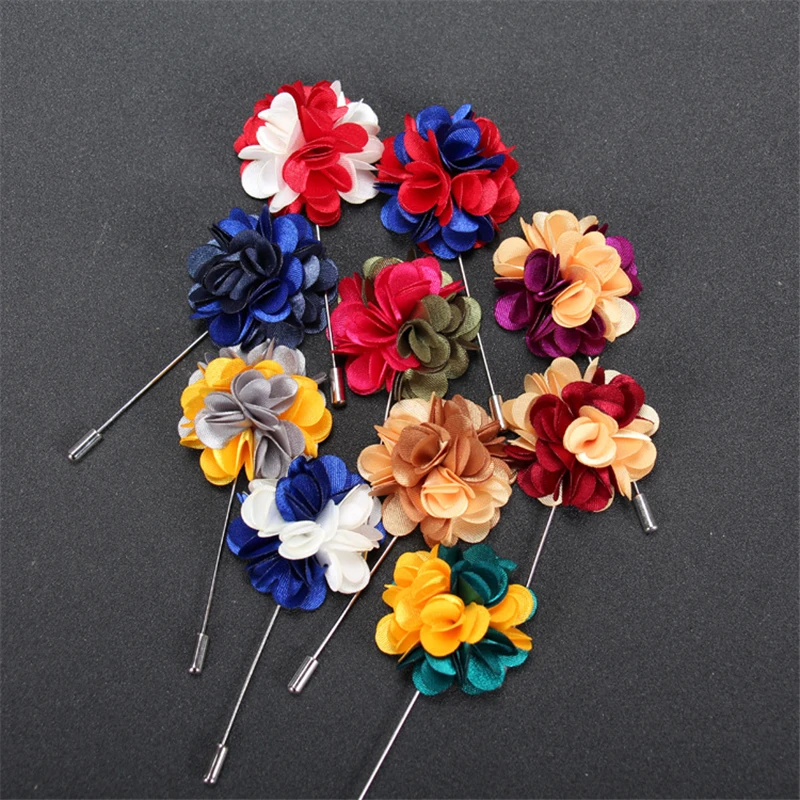 Wholesale Brooch 5Pcs/Lot Handmade Fabric Brooches Flower Brooch Men