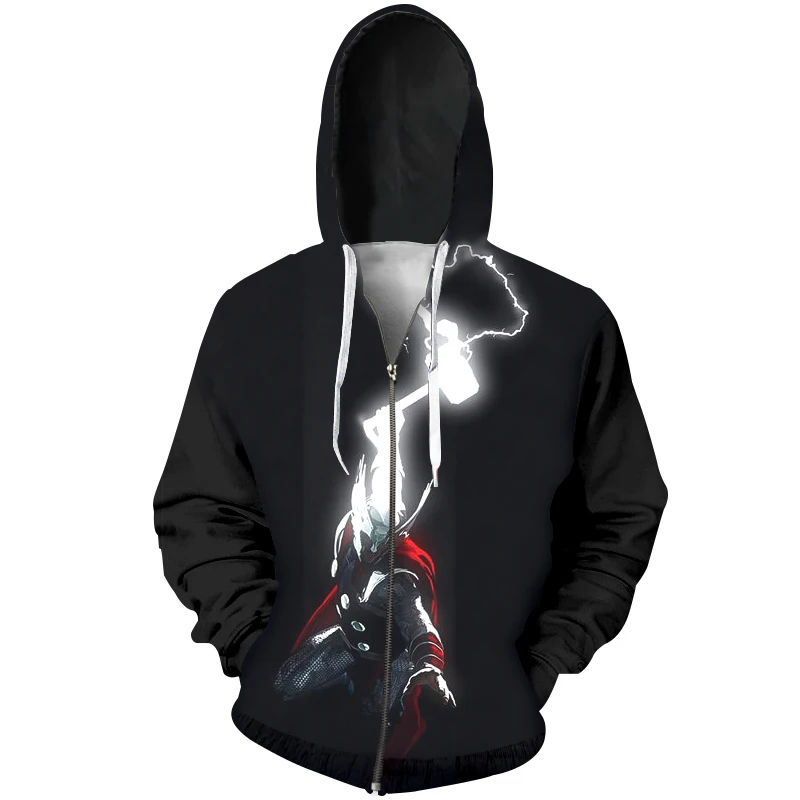 Men Hoodies Black Sweatshirt Men Fashion 3d Print Flash Zipper Hoody Harajuku Brand Plus Size Print Hooded Hoodie Men's Pullover