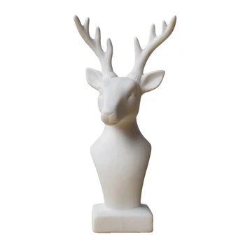 

European minimalist white ceramic deer head figurines matte frosted animal home decor crafts ornament room decorations gift