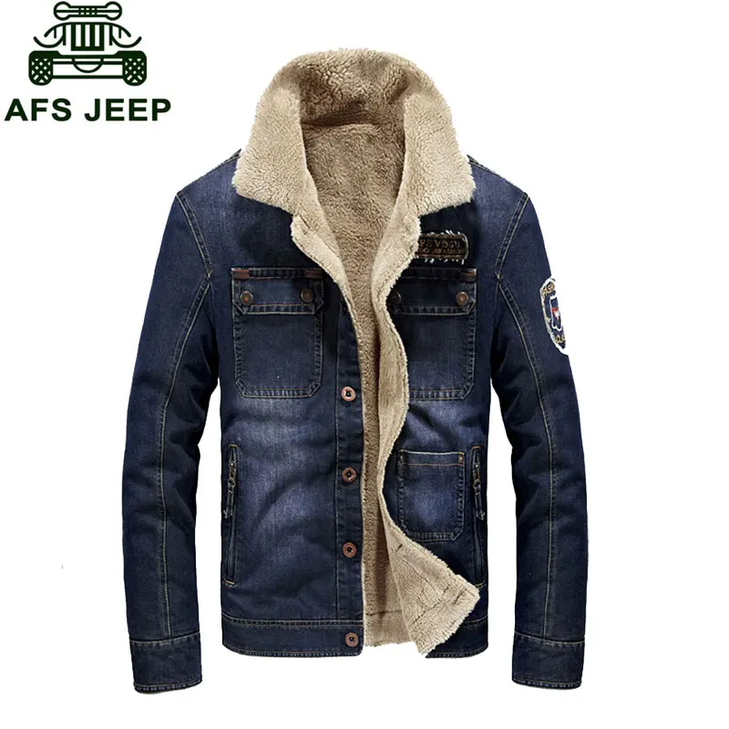 M3XL New Fleece Warm Denim Jackets Mens Jeans Coats Winter Jackets
