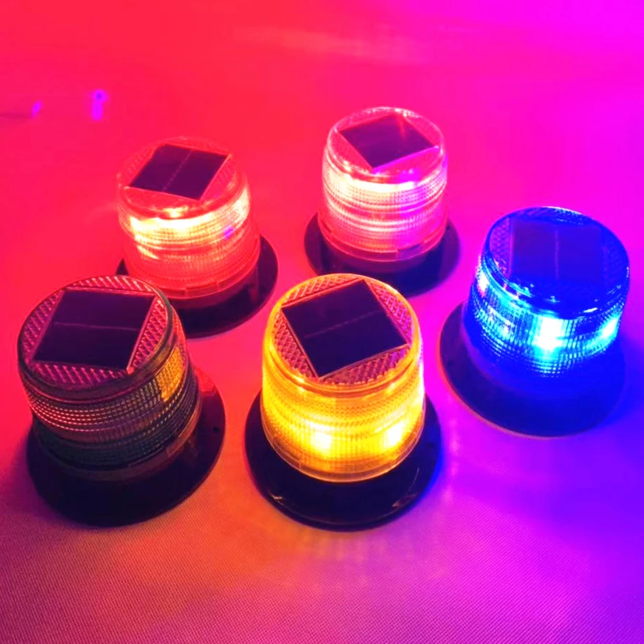 Red and blue car with solar strobe light on board warning free wiring night strong