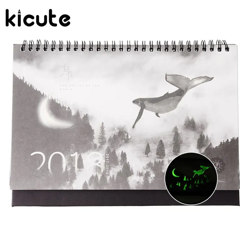 

Modern 2018 Year Black White Style Luminous Calendar Desk Standing Paper Multifunction Organizer Schedule Planner Memo calendar