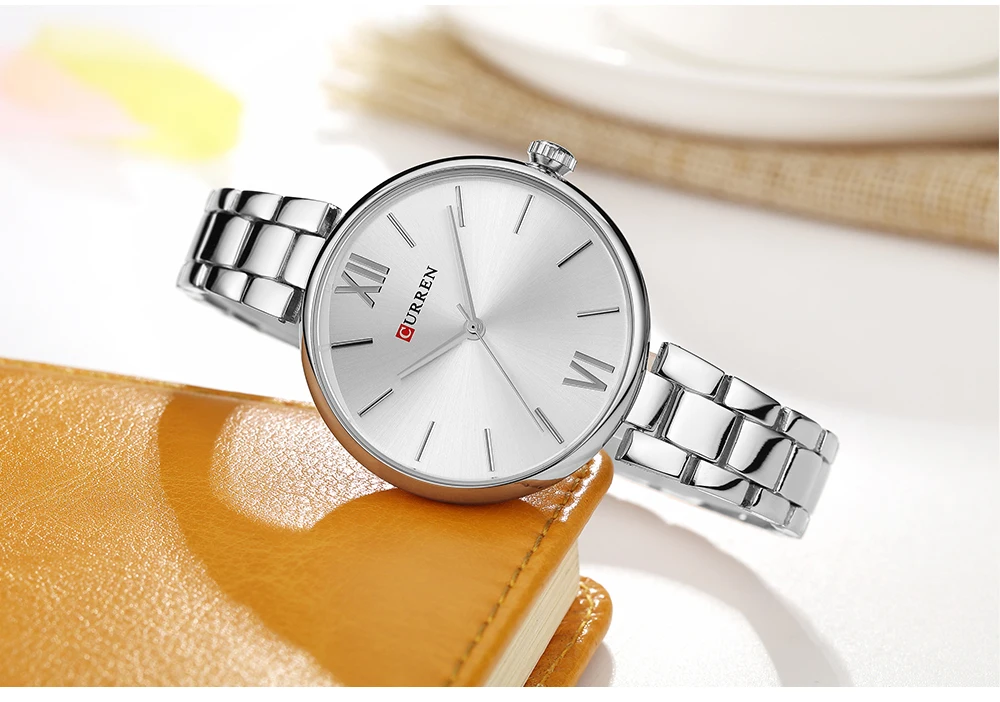 CURREN Simple Fashion Stainless Steel Analog Quartz Wrist Watch Calendar Female Dress Watch Women Clock Relogio Feminino 9017