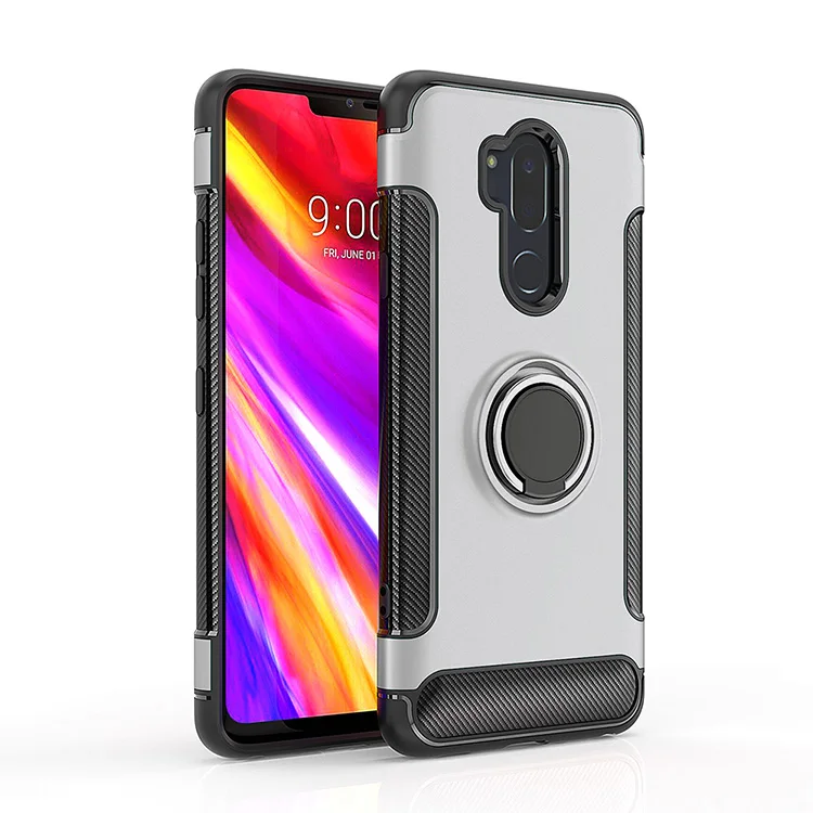 Для LG V40 чехол thinq для LG G7 чехол thinq Броня полная защита кольцо магнетизм держатель Телефон задняя оболочка для LG G710 V40 G7 чехол - Цвет: Серебристый