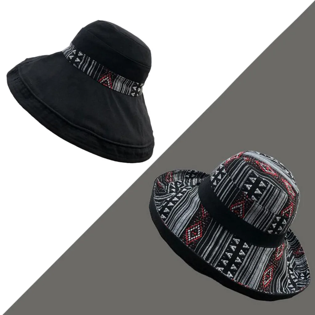 MAXIORILL Для женщин Повседневное широкополая складные Двусторонняя пляжная Шляпа солнца T4