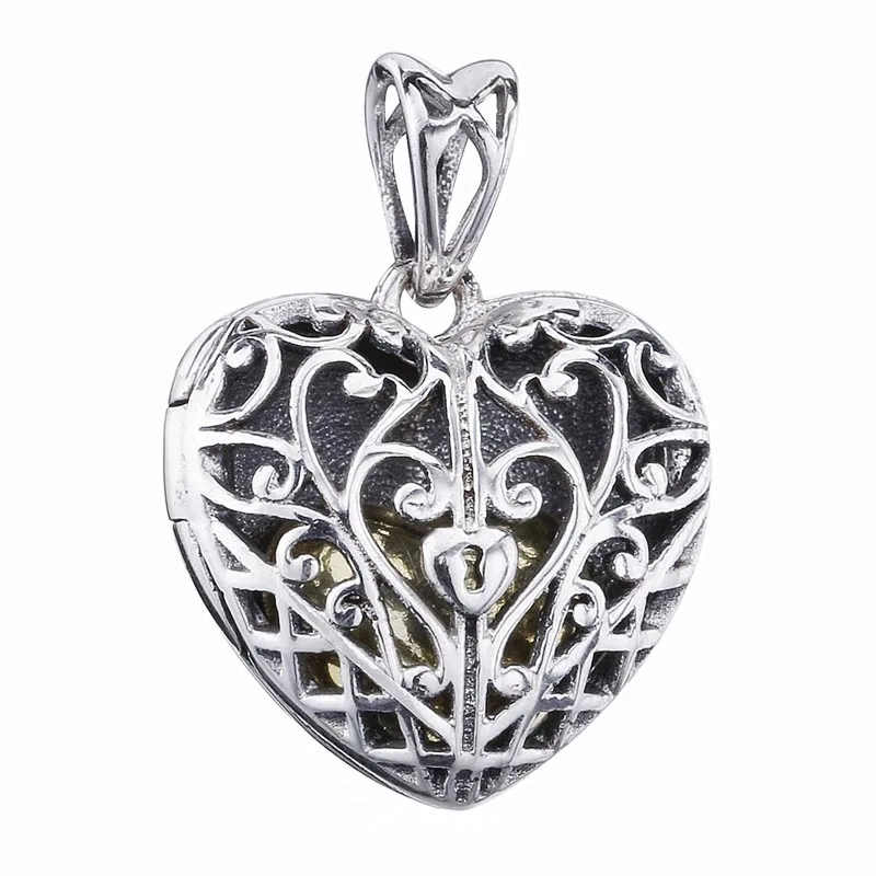 New 925 Sterling Silver Bead Charm Vintage Love Heart Lock